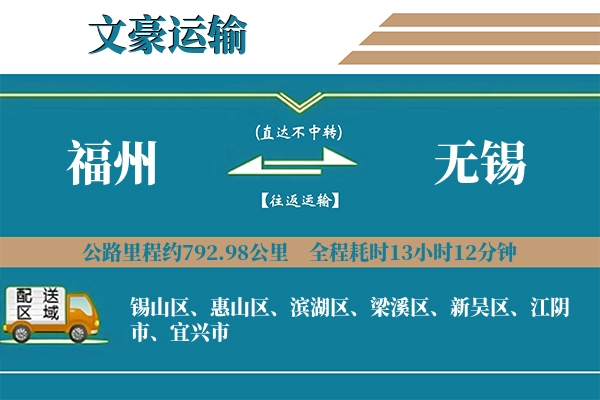 福州到无锡物流专线