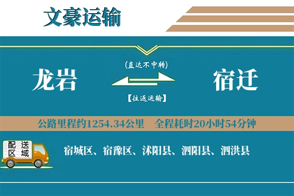龙岩到宿迁物流专线