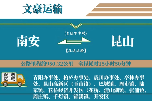 南安到昆山物流专线
