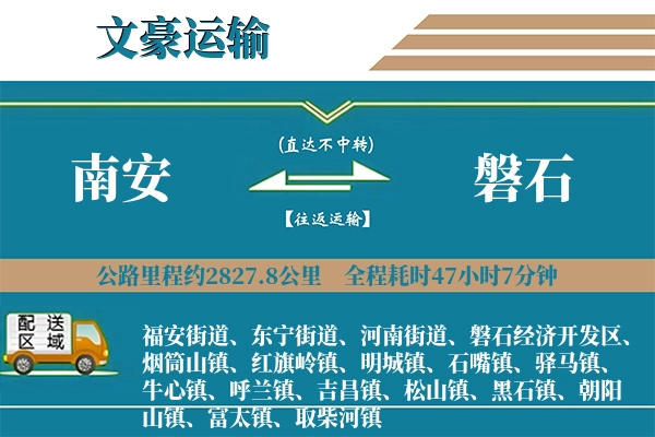 南安到磐石物流专线
