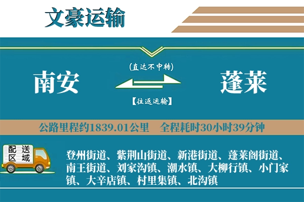 南安到蓬莱物流专线