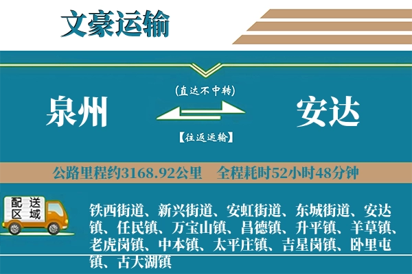 泉州到安达物流专线