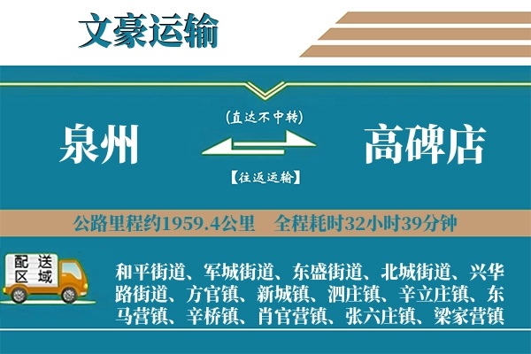 泉州到高碑店物流专线