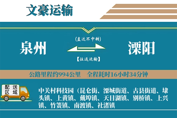 泉州到溧阳物流专线
