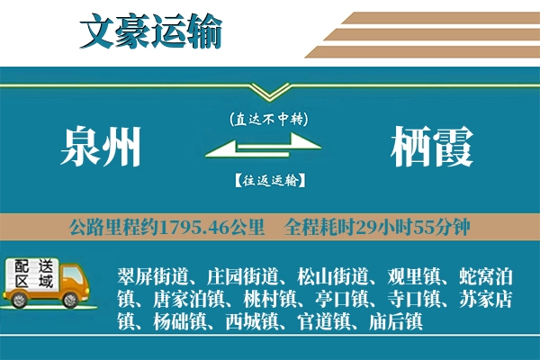 泉州到栖霞物流专线