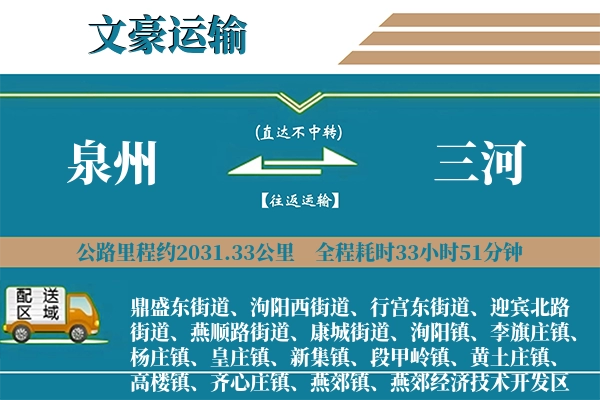 泉州到三河物流专线