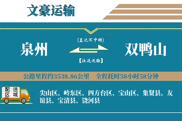 泉州到双鸭山物流专线
