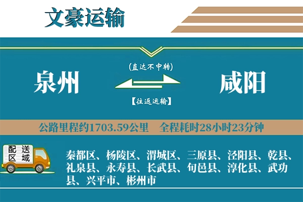 泉州到咸阳物流专线